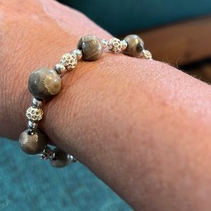 Petoskey stone bracelet set in silver